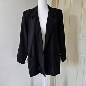 Vintage Joanna Blazer Black Shoulder Pads & Pockets Size Small